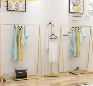 New clothing store display stand floor-standing women's shelf display rack selling clothes shelf gold side hanging
New clothing store display stand floor-standing women's shelf display rack selling clothes shelf gold side hanging