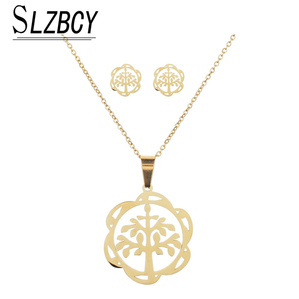 Stainless Steel Jewelry Sets Gold Color Tree of Life Heart Infinite Love Necklaces Small Stud Earrings For Women Fashion Jewelry
Stainless Steel Jewelry Sets Gold Color Tree of Life Heart Infinite Love Necklaces Small Stud Earrings For Women Fashion Jewelry