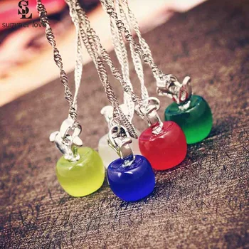 2020 Sweet Pink Apple Pendants Necklace Jewelry White Opal Stone Link Chain Necklace Chokers Fashion Female Gift collier femme
2020 Sweet Pink Apple Pendants Necklace Jewelry White Opal Stone Link Chain Necklace Chokers Fashion Female Gift collier femme