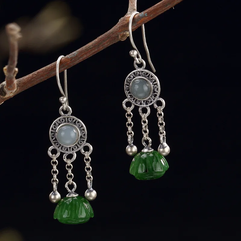 2018 New Fashion S925 Pure Silver Inlaid Natural High-grade Pendant Earrings Wholesale Natural Hetian Jade Lotus Lotus
2018 New Fashion S925 Pure Silver Inlaid Natural High-grade Pendant Earrings Wholesale Natural Hetian Jade Lotus Lotus