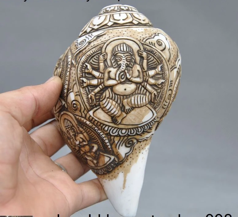 6" Tibet temple Conch Shell Trumpet Horn Ganesha Elephant Jambhala buddha statue
6" Tibet temple Conch Shell Trumpet Horn Ganesha Elephant Jambhala buddha statue