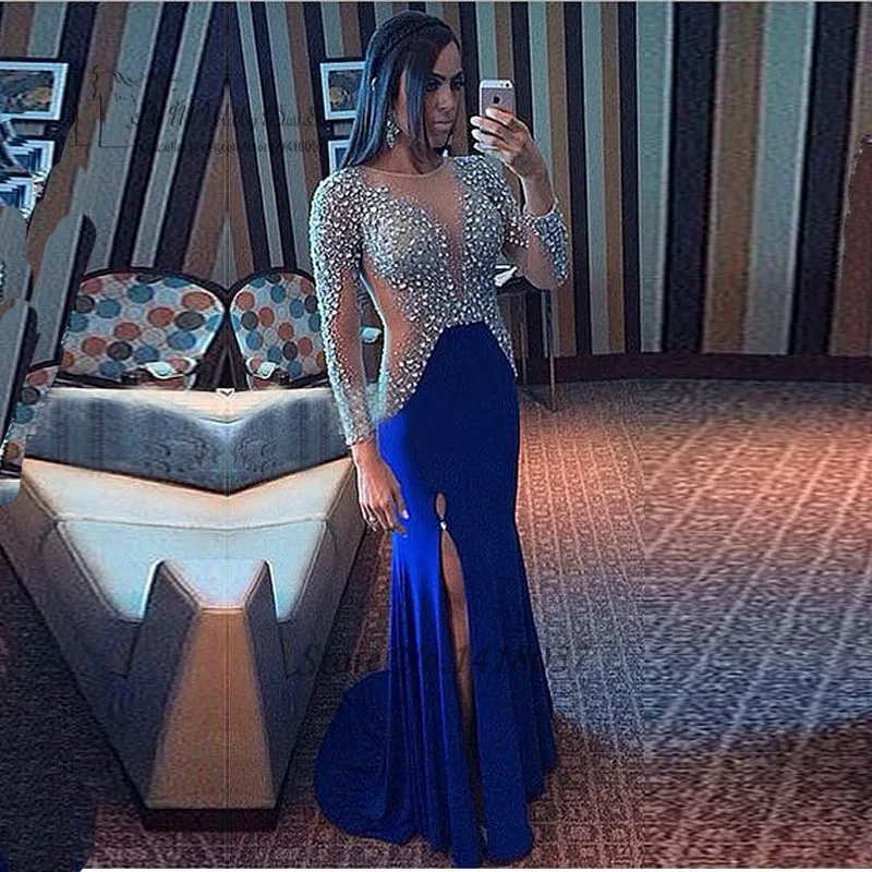 Sexy Royal Blue Mermaid Evening Dress Gowns Crystal Long Sleeve Prom Dresses 2016 Abiti da Cerimonia da Sera Robe de Soiree
Sexy Royal Blue Mermaid Evening Dress Gowns Crystal Long Sleeve Prom Dresses 2016 Abiti da Cerimonia da Sera Robe de Soiree