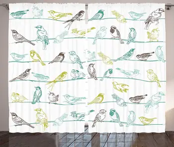 Apartment Decor Curtains Various Type of Birds Sitting and Chirping on The Wires Musical Creatures Print Living Room Bedroom
Apartment Decor Curtains Various Type of Birds Sitting and Chirping on The Wires Musical Creatures Print Living Room Bedroom