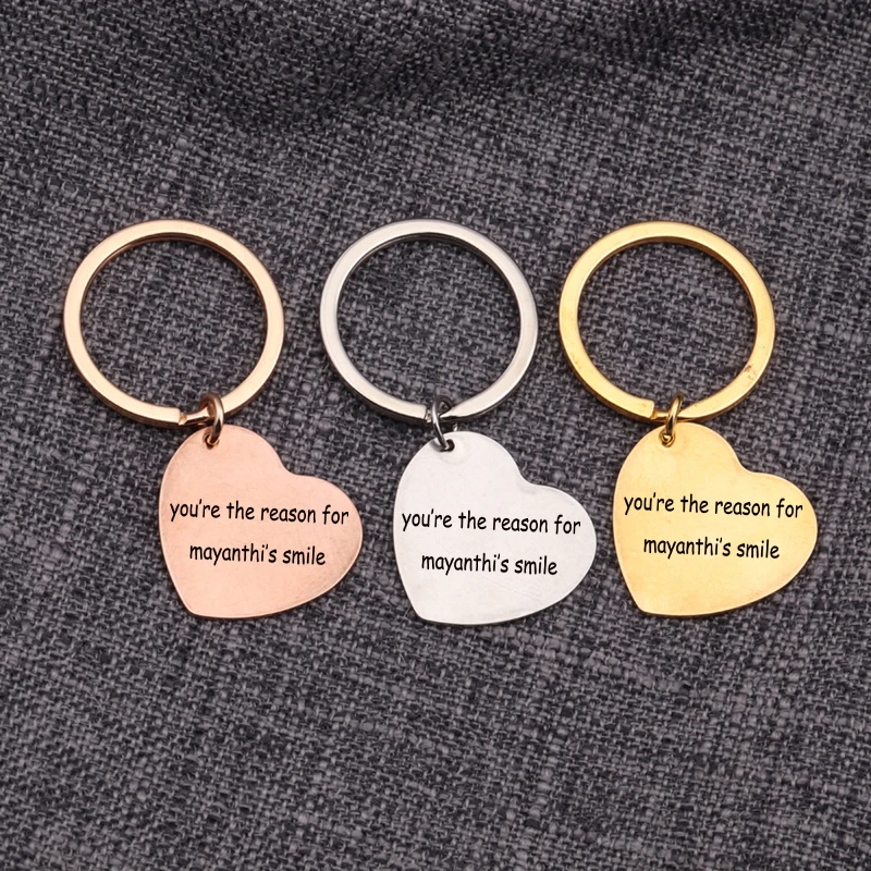 Hand Stamped Heart Shape Keychain Pendant You Are The Reason For Customzed Name Smile Personalized Name Custom Lovers Keyring
Hand Stamped Heart Shape Keychain Pendant You Are The Reason For Customzed Name Smile Personalized Name Custom Lovers Keyring