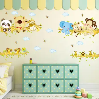 Cartoon Animal Friends Wall Decal, Animal Wall Stickers For Kids Rooms, Panda Monkey Branch Wall Sticker Room Decoration ABC1009
Cartoon Animal Friends Wall Decal, Animal Wall Stickers For Kids Rooms, Panda Monkey Branch Wall Sticker Room Decoration ABC1009