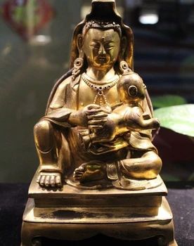 8" Chinese Buddhism Bronze Gold Kwan-yin Guan Yin Goddess Sent Boy Son Statue
8" Chinese Buddhism Bronze Gold Kwan-yin Guan Yin Goddess Sent Boy Son Statue