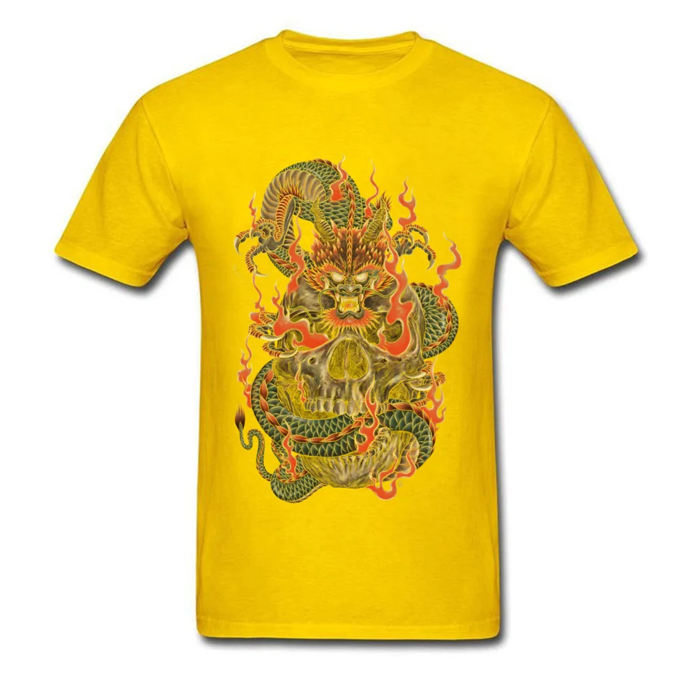 Special Oriental Dragon Design Short Sleeve T-Shirt Summer/Autumn Round Neck All Cotton Tees for Men T Shirt Normal Oriental Dragon yellow
