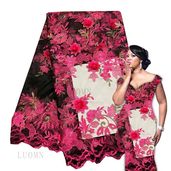 Wine Allover 3D floral Appliques french lace lovely African tulle lace fabric with lots of beads 5 yards high quality AMZ
Wine Allover 3D floral Appliques french lace lovely African tulle lace fabric with lots of beads 5 yards high quality AMZ
