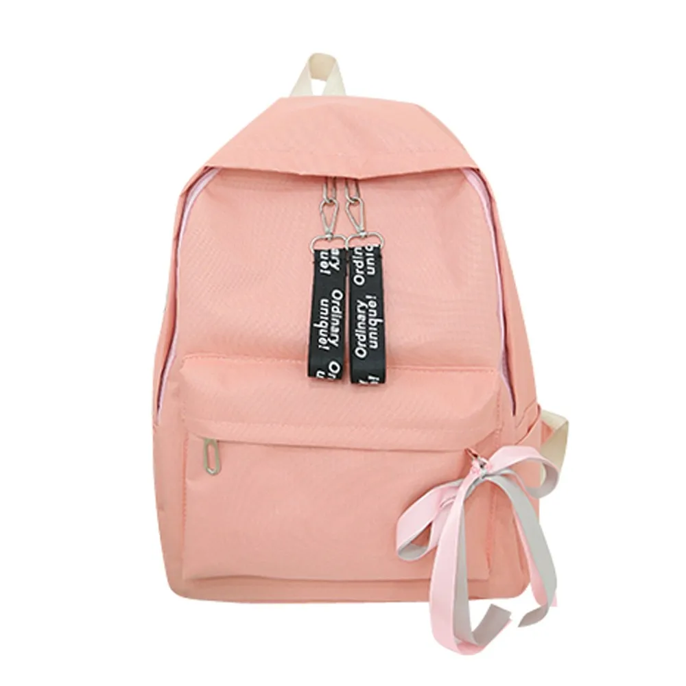 Neutral Solid color canvas letter backpack Outdoor ribbon bow zipper Travel Backpack Student Bag #xqx
Neutral Solid color canvas letter backpack Outdoor ribbon bow zipper Travel Backpack Student Bag #xqx