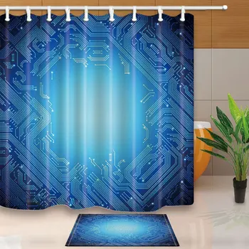 Electric Circuit Mildew Resistant Polyester Fabric Shower Curtain Suit With Flannel Non-Slip Floor Doormat Bath Rugs
Electric Circuit Mildew Resistant Polyester Fabric Shower Curtain Suit With Flannel Non-Slip Floor Doormat Bath Rugs