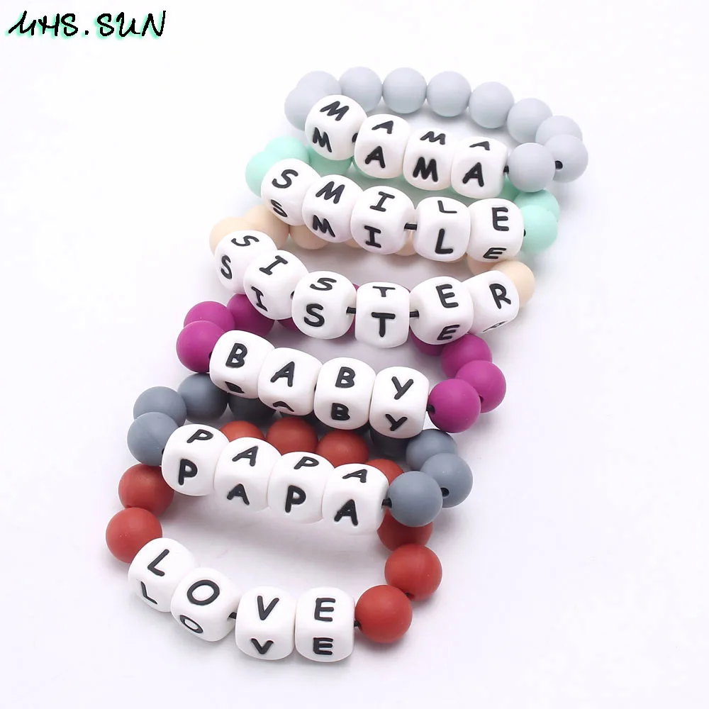 MHS.SUN Baby Personalized name silicone beads bracelets BPA free teether chewable nursing teething beads bracelets jewelry
MHS.SUN Baby Personalized name silicone beads bracelets BPA free teether chewable nursing teething beads bracelets jewelry
