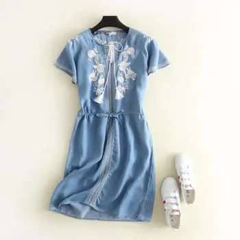 2020 Summer New Arrival Drawstring Lace-up Waist Denim Dress Slim Floral Embroidery Lace Dress With Tassels Free Shipping
2020 Summer New Arrival Drawstring Lace-up Waist Denim Dress Slim Floral Embroidery Lace Dress With Tassels Free Shipping