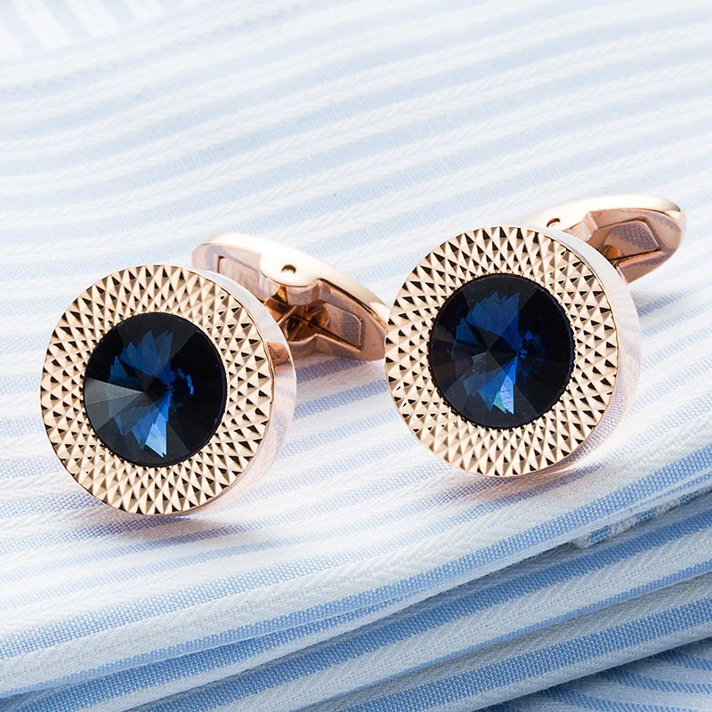 High Quality Men's Cufflink Rose Gold Plating Blue Crystal Round Men's Shirt cuff links Wedding cuffs 689
High Quality Men's Cufflink Rose Gold Plating Blue Crystal Round Men's Shirt cuff links Wedding cuffs 689