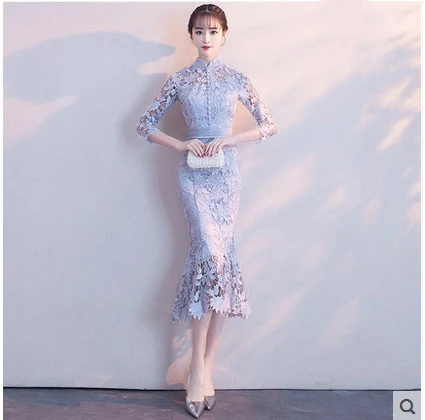 2019 New Winter Sweet Lace Tight-fitting Long-sleeved Stand Collar Long Cheongsam
2019 New Winter Sweet Lace Tight-fitting Long-sleeved Stand Collar Long Cheongsam