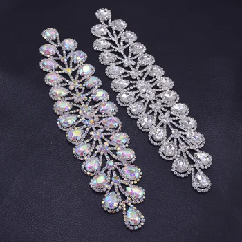 2pcs/lot Wedding dress sew on appliques with rhinestone Crystal AB color silver plated patches for clothing DIY sewing craft
2pcs/lot Wedding dress sew on appliques with rhinestone Crystal AB color silver plated patches for clothing DIY sewing craft