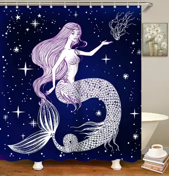 Mermaid Shower Curtain Set with 12 Hooks Fabric Bath Curtain Decorative Bathroom Accessories Home Decoration Purple
Mermaid Shower Curtain Set with 12 Hooks Fabric Bath Curtain Decorative Bathroom Accessories Home Decoration Purple