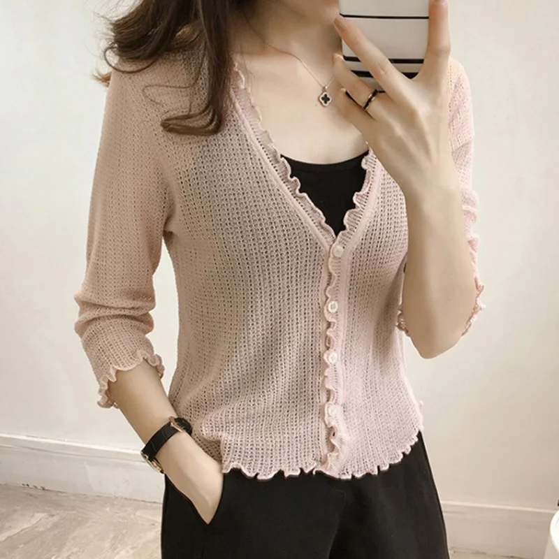 women girls Three Quarter sleeve knit Ice silk cardigan female new summer short design shirt air conditioning sunscreen t-shirt
women girls Three Quarter sleeve knit Ice silk cardigan female new summer short design shirt air conditioning sunscreen t-shirt