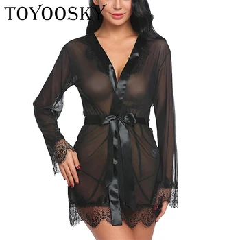 Summer Thin Section Nightgowns Women's Sexy V-Neck Robe Bathrobes Mesh Perspective Lace Nightgowns Ladies Sexy Underwear
Summer Thin Section Nightgowns Women's Sexy V-Neck Robe Bathrobes Mesh Perspective Lace Nightgowns Ladies Sexy Underwear