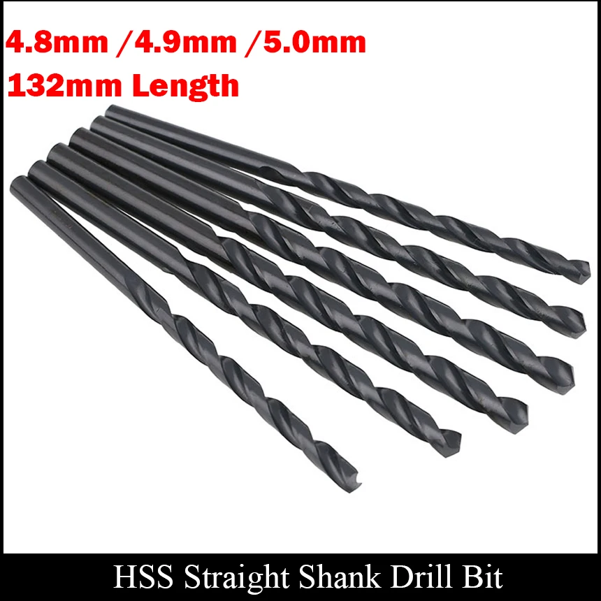 Фото 4.8mm 4.9mm 5mm 132mm Length Wooden Metal AL High Speed Steel HSS Fully Ground Black Finished Straight Shank Twist Drill Bit | Инструменты