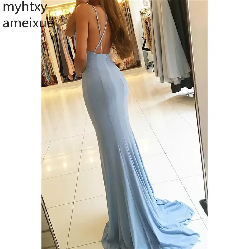 Sexy Spaghetti Straps Baby Blue Side Split Evening Dresses 2019 Trumpet Backless Long Prom Gowns Party Plus Size Evening Dress
Sexy Spaghetti Straps Baby Blue Side Split Evening Dresses 2019 Trumpet Backless Long Prom Gowns Party Plus Size Evening Dress