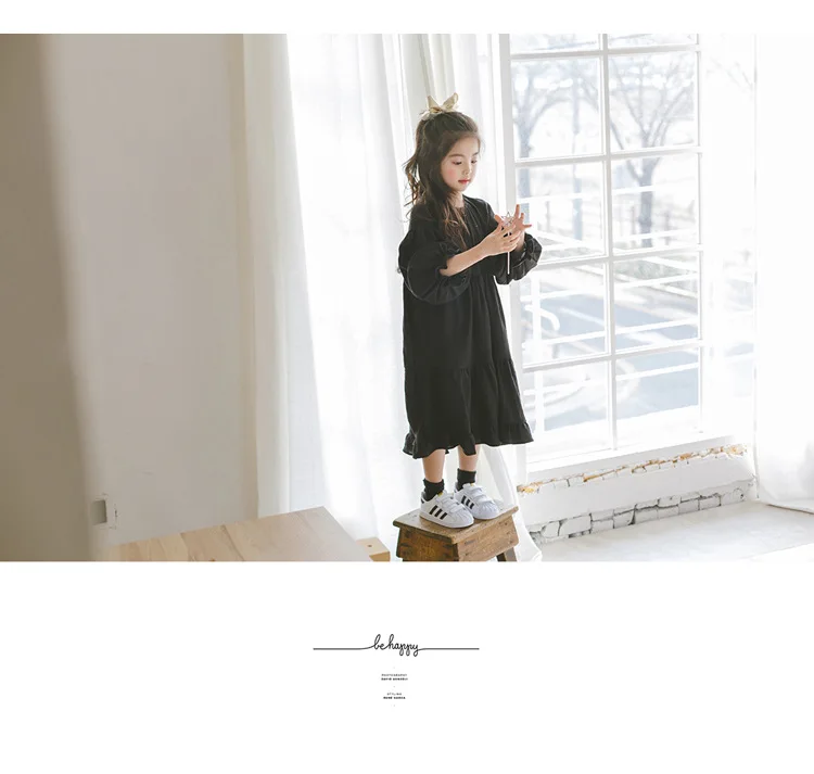 Cute Korean Girl Dress Spring Casual Fashion Teen Children Clothing 2019 New Long Sleeve Kids Clothes For Girls Dresses 14 Years (1)
