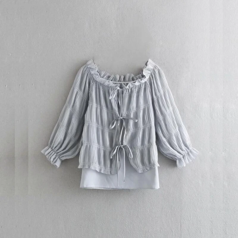 Women Pleated Decoration Slash Neck Chiffon Blouse Female Long Sleeve Shirt Casual Loose Tops 2019 Summer Blusas Mujer S5701
Women Pleated Decoration Slash Neck Chiffon Blouse Female Long Sleeve Shirt Casual Loose Tops 2019 Summer Blusas Mujer S5701