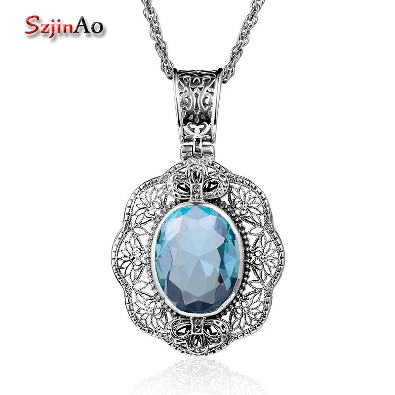 Szjinao Wholesale Real 925 Sterling Silver Jewelry Make Up Aquamarine Healing Necklaces & Pendants Women Valentine's Day Gift
Szjinao Wholesale Real 925 Sterling Silver Jewelry Make Up Aquamarine Healing Necklaces & Pendants Women Valentine's Day Gift