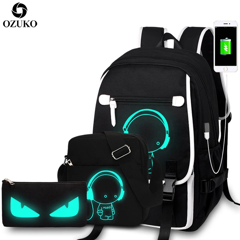 OZUKO New Fashion School Backpacks Student Luminous Cartoon Anime School Bags For Teenager Boys Girls USB Charge Laptop Backpack
OZUKO New Fashion School Backpacks Student Luminous Cartoon Anime School Bags For Teenager Boys Girls USB Charge Laptop Backpack