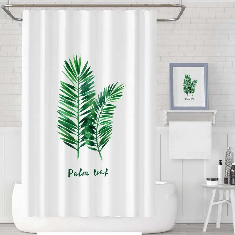 Thickening Waterproof Shower Curtain Palm Leaf Printing Home Bathroom Curtain with 12 Hooks Mildewproof Hanging Curtain for Bath
Thickening Waterproof Shower Curtain Palm Leaf Printing Home Bathroom Curtain with 12 Hooks Mildewproof Hanging Curtain for Bath