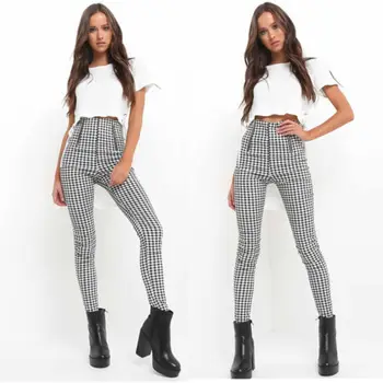 New 2018 Spring Women Pencil Casual Cotton Plaid Pants Skinny Pants High Waist Long Trousers
New 2018 Spring Women Pencil Casual Cotton Plaid Pants Skinny Pants High Waist Long Trousers