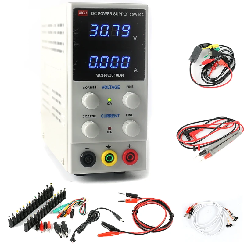MCH K3010DN Mini Laboratory Digital Adjustable Regulated DC Switching Power Supply 30V 10A 0.01V 0.001A Phone Laptop DC Jack Set
MCH K3010DN Mini Laboratory Digital Adjustable Regulated DC Switching Power Supply 30V 10A 0.01V 0.001A Phone Laptop DC Jack Set
