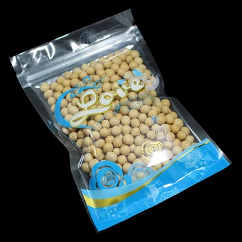 

100pcs/Lot Transparent Poly Zip Lock Love Printed Resealable Flat Package Pouches Food Storage Self Seal Clear Packing Blue Bag