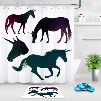 Gradient Shadow of Horses And Unicorns White Shower Curtains Bathroom Curtain with Mat Set Waterproof Fabric For Bathtub Decor
Gradient Shadow of Horses And Unicorns White Shower Curtains Bathroom Curtain with Mat Set Waterproof Fabric For Bathtub Decor