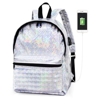 Brand Bling Silver Knapsack Holographic PU Leather Women Backpack Lady Fashion College Students School Backpacks
Brand Bling Silver Knapsack Holographic PU Leather Women Backpack Lady Fashion College Students School Backpacks