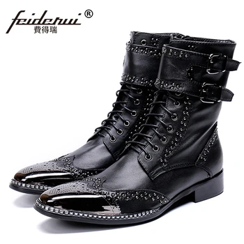 High Quality Handmade Man Studded Footwear Round Toe High-Top Motorcycle Shoes Genuine Leather Men's Mid-Calf Long Boots SL470
High Quality Handmade Man Studded Footwear Round Toe High-Top Motorcycle Shoes Genuine Leather Men's Mid-Calf Long Boots SL470