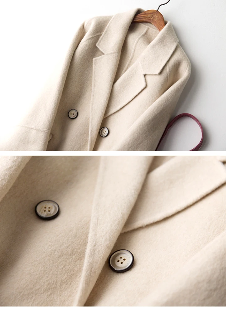 Spring Winter Wool Coat Women Double-sided Cashmere Jacket Thickening Joker Lady's Alpaca Clothing Drop Shoulder England Style (16)