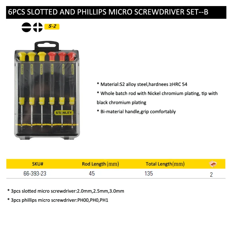 66-393-23 slotted and phillips mirco screwdriver set size--B