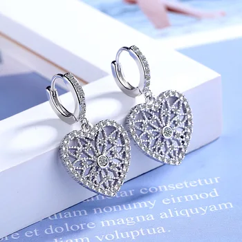 925 Sterling Silver Crystal Heart Drop Earrings For Women Fashion Wedding Jewelry eh1207
925 Sterling Silver Crystal Heart Drop Earrings For Women Fashion Wedding Jewelry eh1207