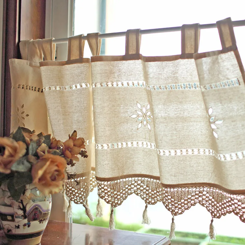 American Countryside Style Beige Cotton Linen Hollow Crochet Coffee Curtain Kitchen Curtain Decorative Short Curtain 45*150cm
American Countryside Style Beige Cotton Linen Hollow Crochet Coffee Curtain Kitchen Curtain Decorative Short Curtain 45*150cm