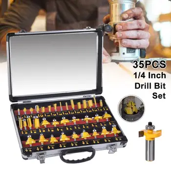 New 35Pcs Woodworking Tools 1/4inch Carbide Shank Router Bit for Wood Milling Cutter
New 35Pcs Woodworking Tools 1/4inch Carbide Shank Router Bit for Wood Milling Cutter