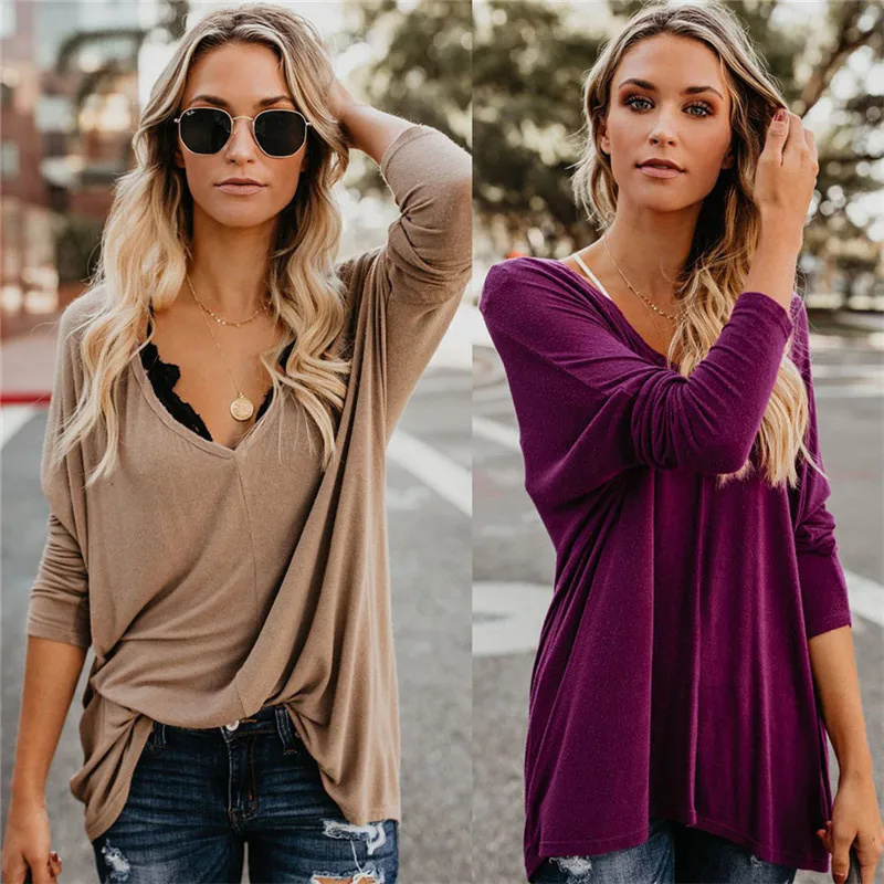 Women Long Sleeve T-Shirts Patchwork Design V-Neck Solid Color Top Office Lady Autumn Bat Version Design Slim Shirts
Women Long Sleeve T-Shirts Patchwork Design V-Neck Solid Color Top Office Lady Autumn Bat Version Design Slim Shirts