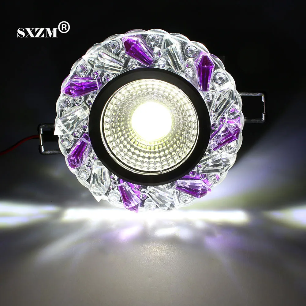 

2pcs/lot 3W COB Crystal LED downlight 270lm Spot Lights Led Ceiling Lamp 85~265V Brightness Downlights Lighting Cozy bedroom lam