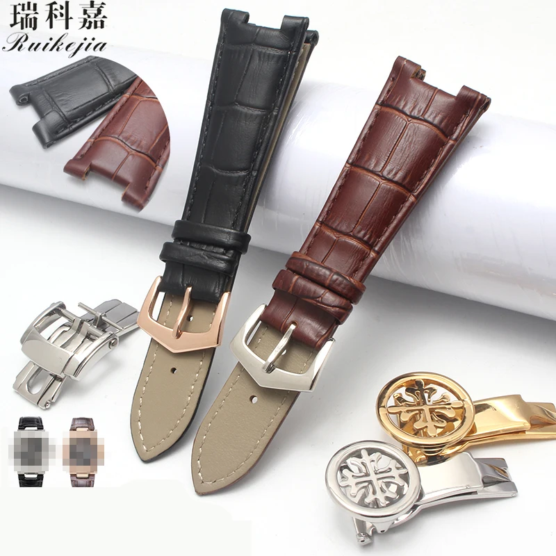 Notched strap leather men's sports series Nautilus strap 5712R-001 watch with 25x12mm butterfly buckle
Notched strap leather men's sports series Nautilus strap 5712R-001 watch with 25x12mm butterfly buckle