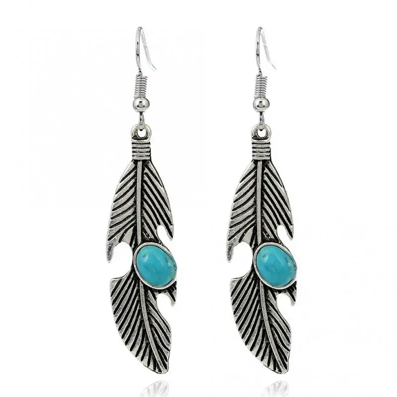 Vintage Bohemia Ethnic Feather Leaf Drop Earrings For Women Blue Stone Antique Silver Color Feather Earring Dangle Boho Earrings
Vintage Bohemia Ethnic Feather Leaf Drop Earrings For Women Blue Stone Antique Silver Color Feather Earring Dangle Boho Earrings