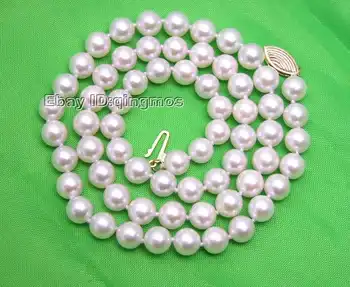 

SALE AAA 6-7 MM AKOYA Natural White Sea Pearl Necklace With Solid Gold Clasp-nec5010 whole sale and retail Free ship