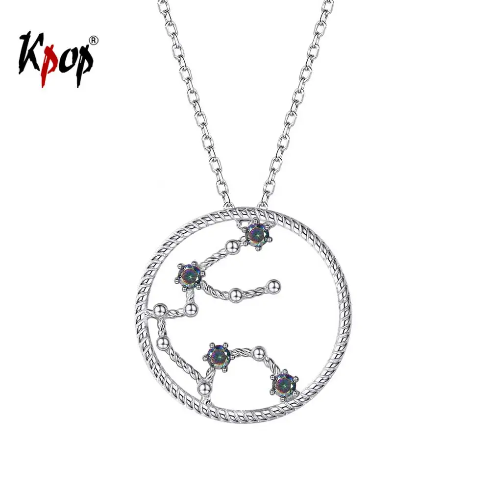 Kpop 925 Sterling Silver Zodiac Neckalce Birthday Gifts Rainbow Stone Astrology Constellation Round Pendent Necklace P6073
Kpop 925 Sterling Silver Zodiac Neckalce Birthday Gifts Rainbow Stone Astrology Constellation Round Pendent Necklace P6073
