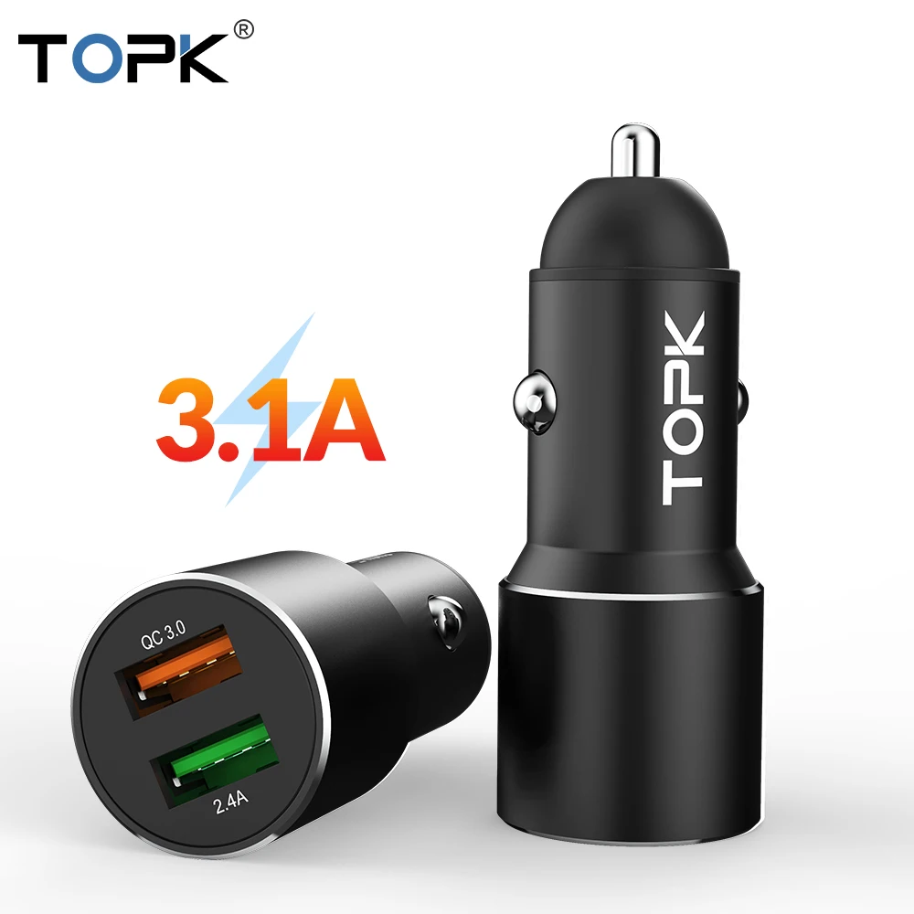 TOPK Dual USB Car Charger for iPhone Xiaomi Sansmsung Quick Charge 3.0 Fast Charger Car-Charger Phone Charger Adapter in car
TOPK Dual USB Car Charger for iPhone Xiaomi Sansmsung Quick Charge 3.0 Fast Charger Car-Charger Phone Charger Adapter in car