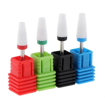 4x Shank Pro Ceramic File Flame Drill Foot Bit Nail Art Salon Electric Drill Manicure Tools, Fine/Medium/Coarse Grit, White Head 
4x Shank Pro Ceramic File Flame Drill Foot Bit Nail Art Salon Electric Drill Manicure Tools, Fine/Medium/Coarse Grit, White Head