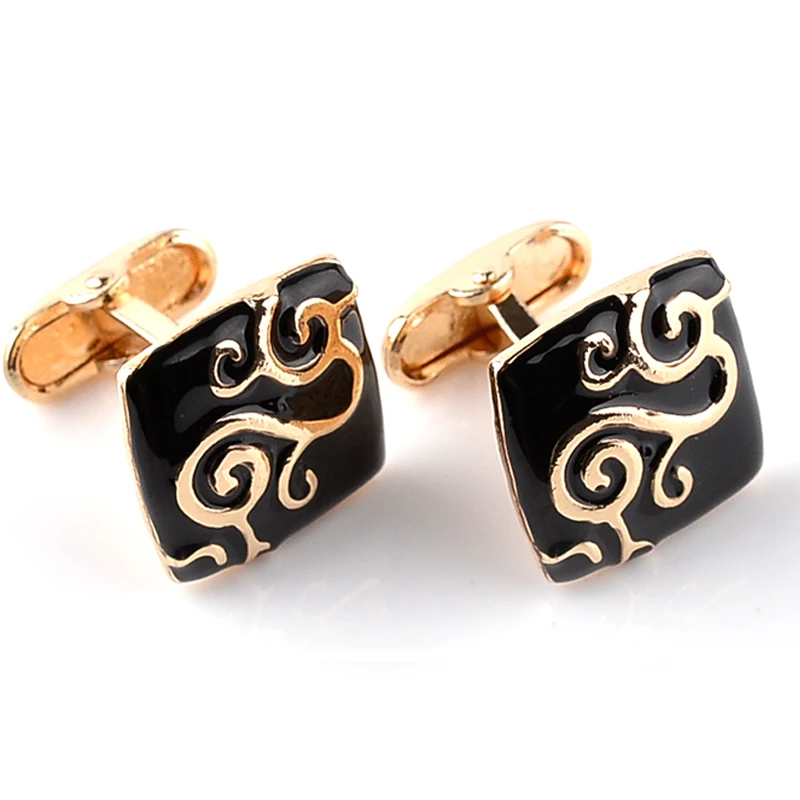 Vintage pattern Cuff Link Luxury Gold and Black Cufflinks Square Carving Cufflink Wedding Gift Male Shirt French Business butt
Vintage pattern Cuff Link Luxury Gold and Black Cufflinks Square Carving Cufflink Wedding Gift Male Shirt French Business butt