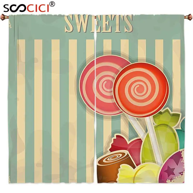 Window Curtains Treatments 2 Panels,Vintage Retro Old Candy Store Chocolates Lollipops with White Stripes on Baby Blue Backdrop
Window Curtains Treatments 2 Panels,Vintage Retro Old Candy Store Chocolates Lollipops with White Stripes on Baby Blue Backdrop